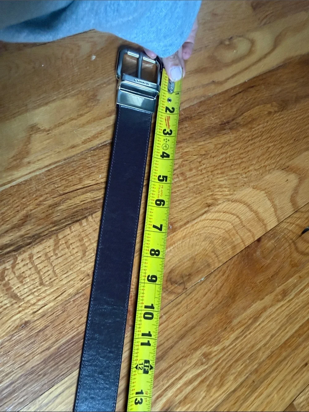 Coach Two-Tone Pebbled Leather Belt in Burnt orange  and Dark Brown